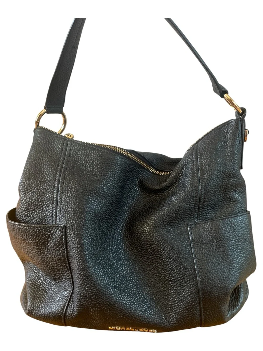 Michael Kors Bedford Convertible Hobo Bag Black Pebbled Leather Crossbody